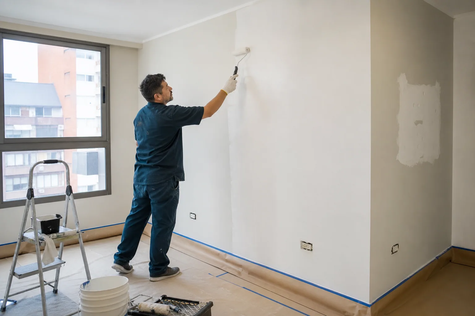 Fotografía ilustrativa de un pintor trabajando en un ambiente